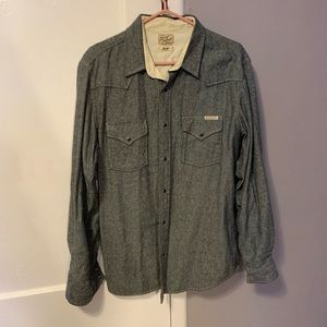 Wool weight woven button up shirt